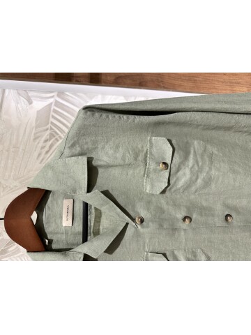 SUIT SARTORIA LIGHT GREEN LINEN SHIRT 6108