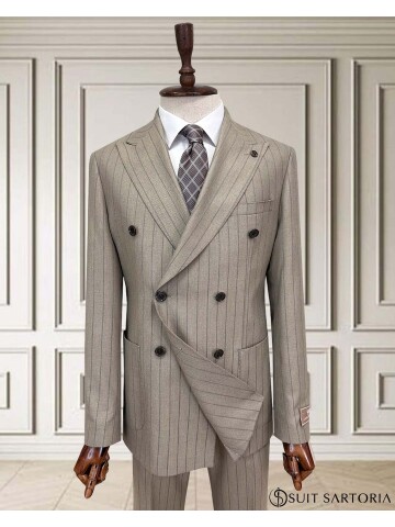 SUIT SARTORIA BEJ ÇİZGİLİ KRUVAZE TAKIM 252101