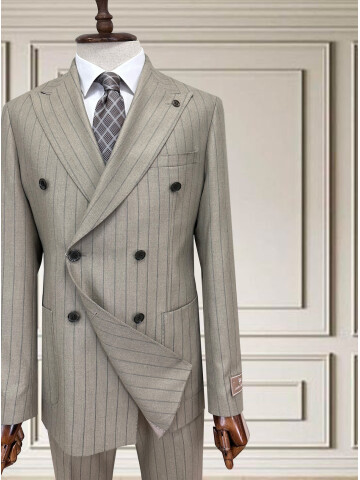 SUIT SARTORIA BEJ ÇİZGİLİ KRUVAZE TAKIM 252101