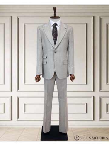 SUIT SARTORIA BEJ ÇİZGİLİ TAKIM ELBİSE 252156