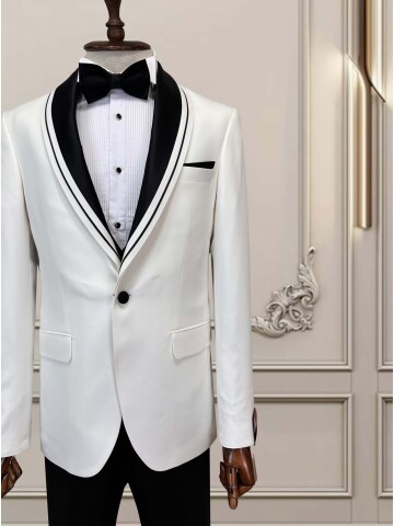 SUIT SARTORIA BEYAZ ÇIKMA ŞAL YAKA DAMATLIK 5063