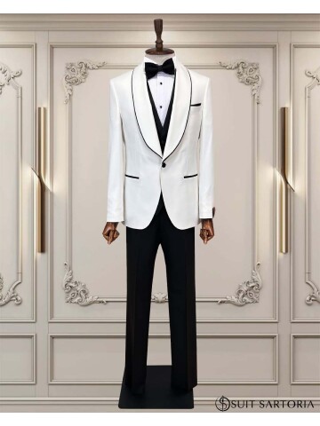 SUIT SARTORIA BEYAZ ŞAL YAKA DAMATLIK 5645