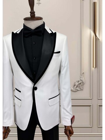 SUIT SARTORIA BEYAZ SİVRİ YAKA DAMATLIK 5712