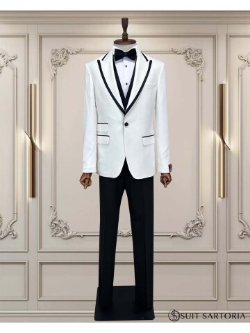 SUIT SARTORIA BEYAZ SİVRİ YAKA DAMATLIK 5735