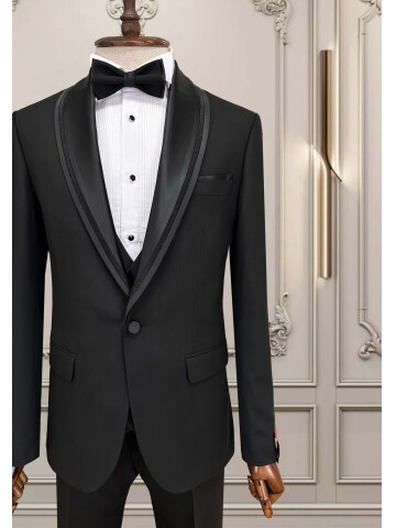 SUIT SARTORIA ÇIKMA YAKA SİYAH DAMATLIK 5063