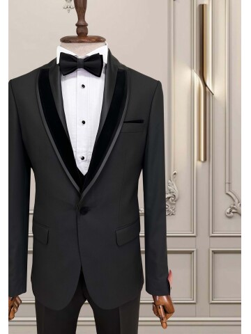 SUIT SARTORIA ÇIKMA YAKA SİYAH DAMATLIK 5063