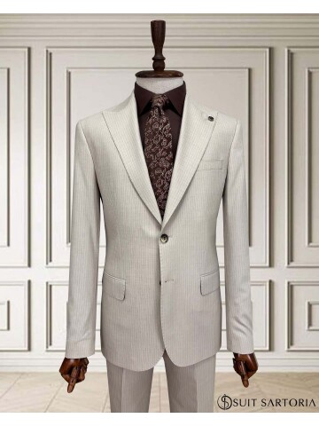SUIT SARTORIA ÇİZGİLİ BEJ TAKIM ELBİSE 252015