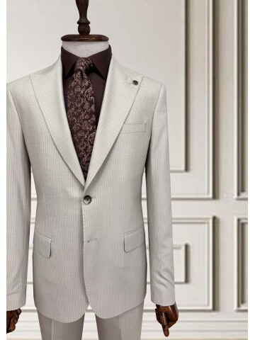 SUIT SARTORIA ÇİZGİLİ BEJ TAKIM ELBİSE 252015