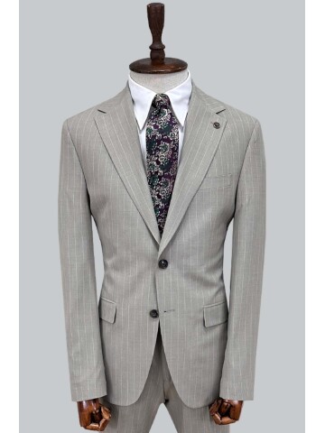 SUIT SARTORIA ÇİZGİLİ BEJ TAKIM ELBİSE 252026