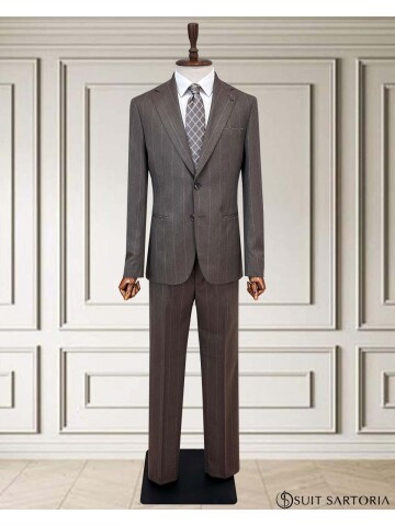 SUIT SARTORIA ÇİZGİLİ KAHVERENGİ TAKIM ELBİSE 252211