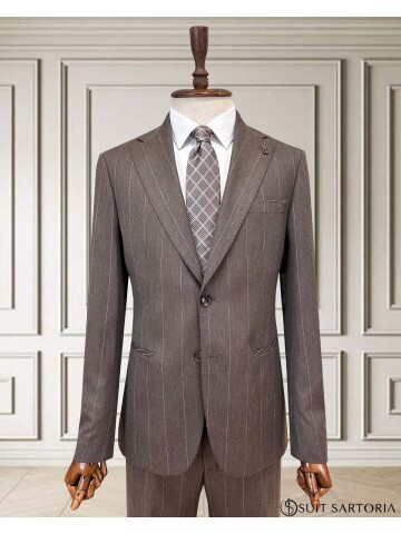 SUIT SARTORIA ÇİZGİLİ KAHVERENGİ TAKIM ELBİSE 252211