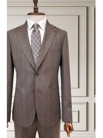 SUIT SARTORIA ÇİZGİLİ KAHVERENGİ TAKIM ELBİSE 252211