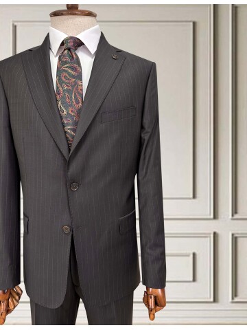 SUIT SARTORIA ÇİZGİLİ KOYU KAHVERENGİ YÜNLÜ TAKIM 252076