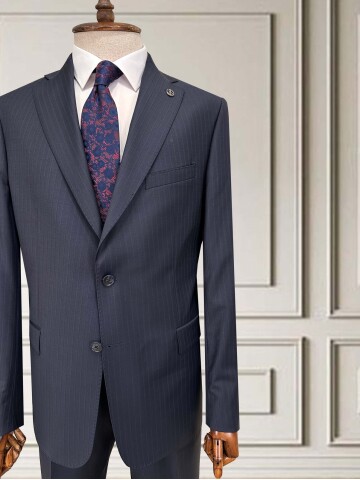 SUIT SARTORIA ÇİZGİLİ LACİVERT YÜNLÜ TAKIM 252076