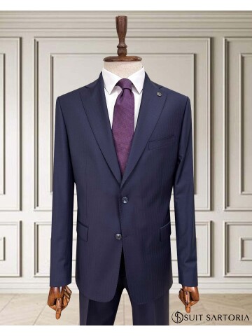 SUIT SARTORIA ÇİZGİLİ LACİVERT YÜNLÜ TAKIM 252076