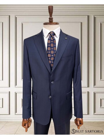 SUIT SARTORIA ÇİZGİLİ LACİVERT YÜNLÜ TAKIM 252076