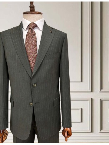 SUIT SARTORIA ÇİZGİLİ YEŞİL YÜNLÜ TAKIM 252076