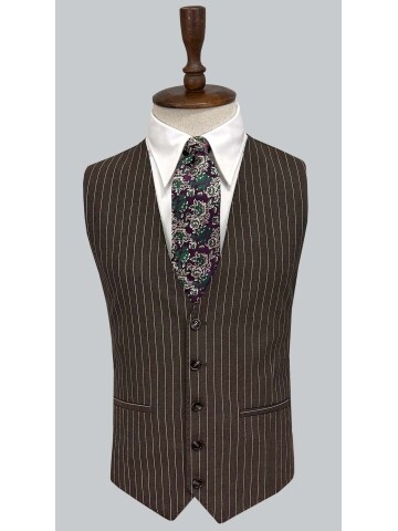 SUIT SARTORIA KAHVERENGİ ÇİZGİLİ YELEKLİ TAKIM ELBİSE 2320