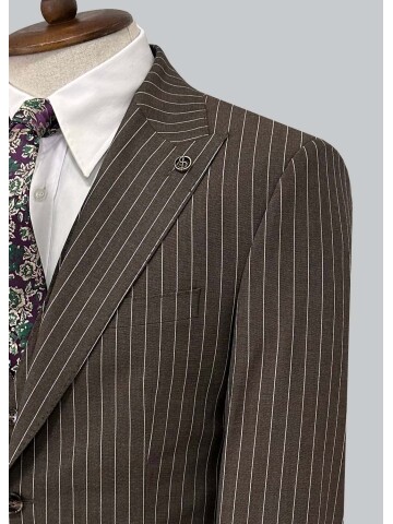 SUIT SARTORIA KAHVERENGİ ÇİZGİLİ YELEKLİ TAKIM ELBİSE 2320