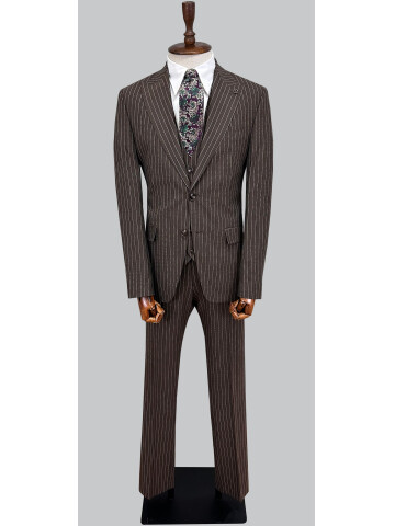 SUIT SARTORIA KAHVERENGİ ÇİZGİLİ YELEKLİ TAKIM ELBİSE 2320