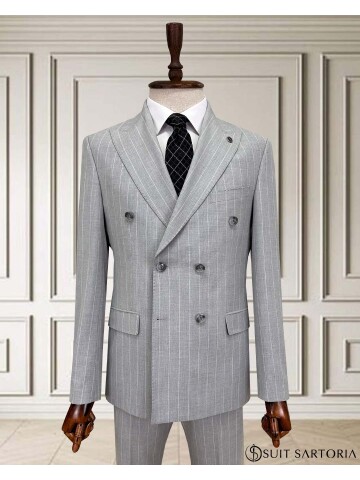SUIT SARTORIA KRUVAZE ÇİZGİLİ AÇIK GRİ TAKIM 2002/48