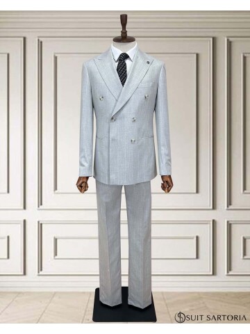 SUIT SARTORIA KRUVAZE ÇİZGİLİ AÇIK GRİ TAKIM ELBİSE 252098