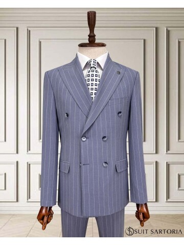 SUIT SARTORIA KRUVAZE ÇİZGİLİ AÇIK MAVİ TAKIM 2002/48