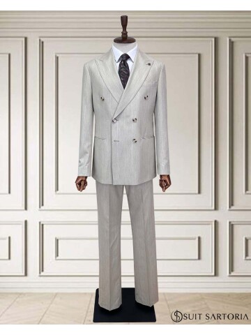 SUIT SARTORIA KRUVAZE ÇİZGİLİ BEJ TAKIM ELBİSE 252098