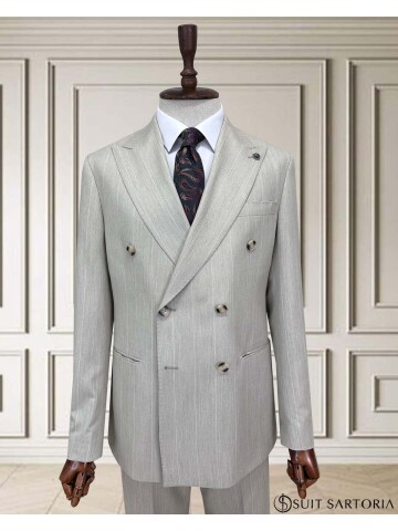 SUIT SARTORIA KRUVAZE ÇİZGİLİ BEJ TAKIM ELBİSE 252098