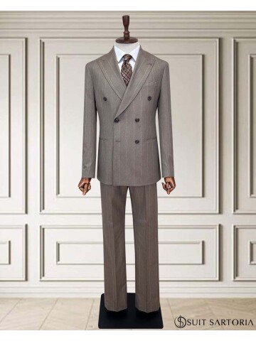 SUIT SARTORIA KRUVAZE ÇİZGİLİ KAHVERENGİ TAKIM ELBİSE 252098