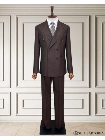 SUIT SARTORIA KRUVAZE ÇİZGİLİ KAHVERENGİ TAKIM ELBİSE 252098