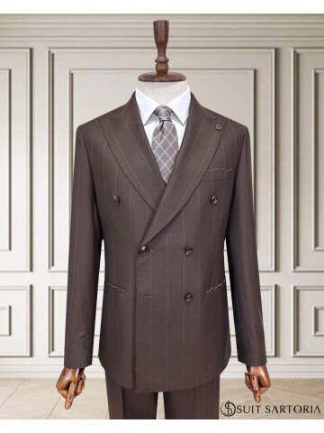 SUIT SARTORIA KRUVAZE ÇİZGİLİ KAHVERENGİ TAKIM ELBİSE 252098