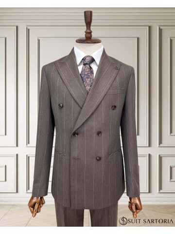 SUIT SARTORIA KRUVAZE ÇİZGİLİ KAHVERENGİ TAKIM ELBİSE 252098