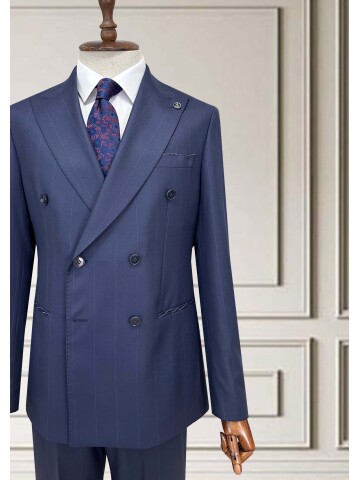 SUIT SARTORIA KRUVAZE ÇİZGİLİ LACİVERT TAKIM ELBİSE 252098