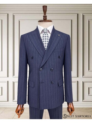 SUIT SARTORIA KRUVAZE ÇİZGİLİ MAVİ TAKIM 2002/48