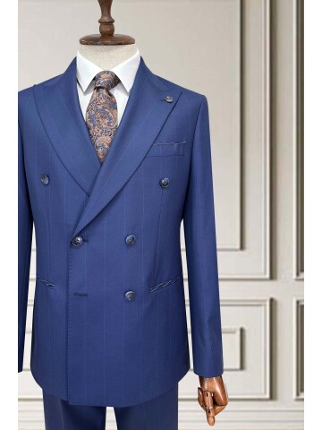SUIT SARTORIA KRUVAZE ÇİZGİLİ MAVİ TAKIM ELBİSE 252098