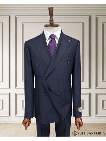 SUIT SARTORIA LACİVERT ÇİZGİLİ KRUVAZE TAKIM 252101