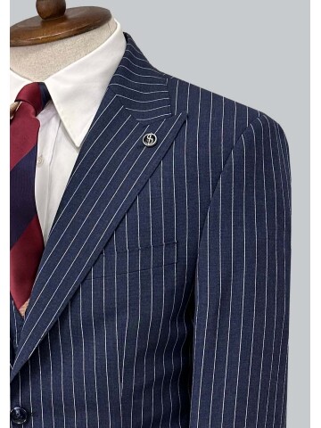 SUIT SARTORIA LACİVERT ÇİZGİLİ YELEKLİ TAKIM ELBİSE 2320