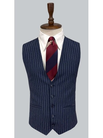 SUIT SARTORIA LACİVERT ÇİZGİLİ YELEKLİ TAKIM ELBİSE 2320