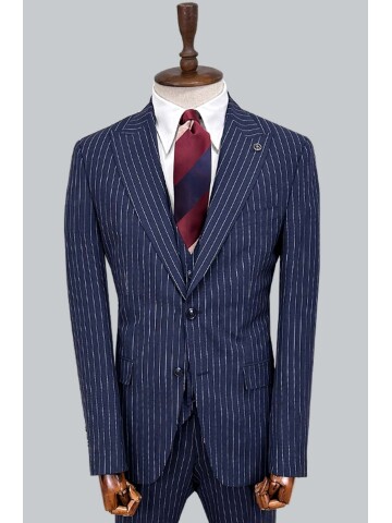 SUIT SARTORIA LACİVERT ÇİZGİLİ YELEKLİ TAKIM ELBİSE 2320