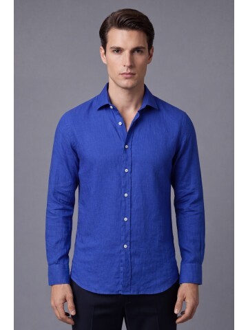 Mavi Premium Keten Regular Fit Uzun Kollu Gömlek