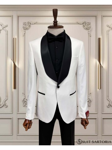 SUIT SARTORIA ŞAL YAKA BEYAZ DAMATLIK 5718