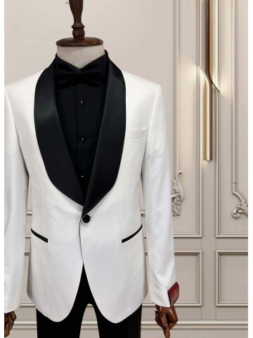 SUIT SARTORIA ŞAL YAKA BEYAZ DAMATLIK 5718
