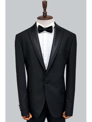 SUIT SARTORIA SİYAH BÜYÜK BEDEN ÇIKMA YAKA DAMATLIK 5539