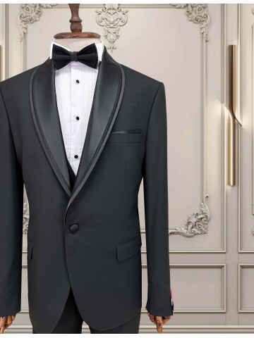 SUIT SARTORIA SİYAH BÜYÜK BEDEN ÇIKMA YAKA DAMATLIK 5539
