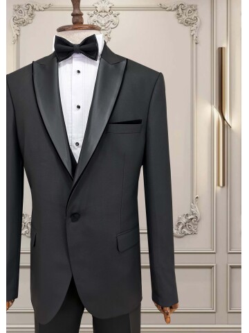 SUIT SARTORIA SİYAH BÜYÜK BEDEN ÇIKMA YAKA DAMATLIK 5539