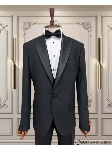 SUIT SARTORIA SİYAH BÜYÜK BEDEN ÇIKMA YAKA DAMATLIK 5539