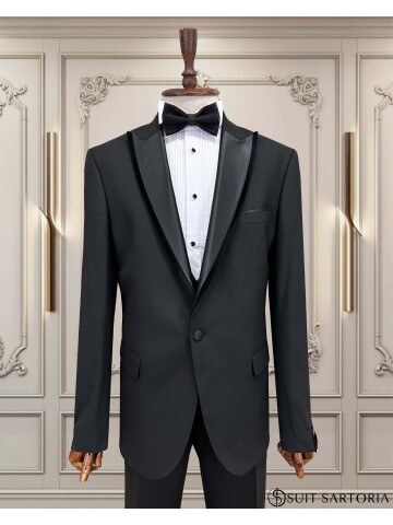 SUIT SARTORIA SİYAH BÜYÜK BEDEN ÇIKMA YAKA DAMATLIK 5539