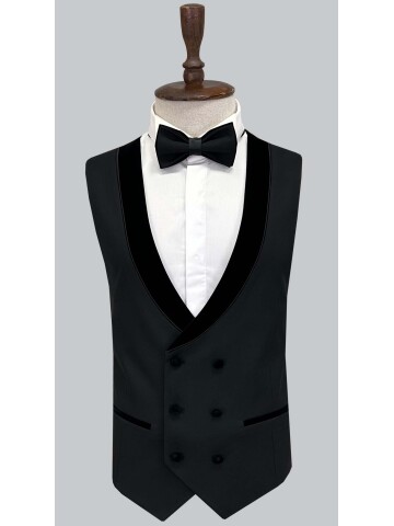 SUIT SARTORIA SİYAH ÇIKMA ŞAL YAKA DAMATLIK 5374