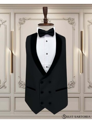 SUIT SARTORIA SİYAH ÇIKMA SİVRİ YAKA DAMATLIK 5062